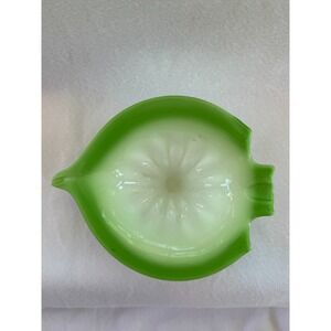 Vintage Green & White Glass Fish Ashtray Retro Coastal Trinket Dish Approx. 7"